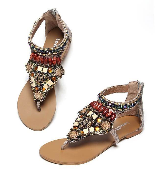 5 flat sandals with jewelry