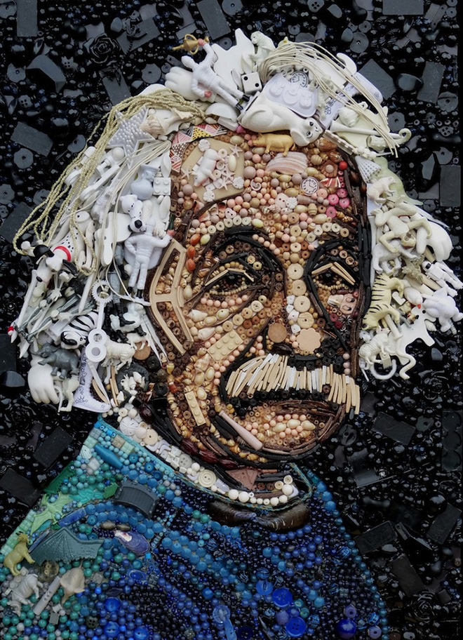 Albert Einstein button art