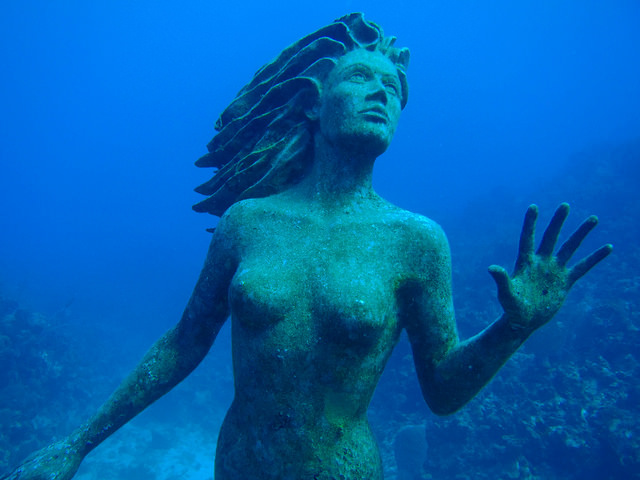 Amphitrite, a 9 bronze sculpture at Sunset Reef off of Grand Cayman