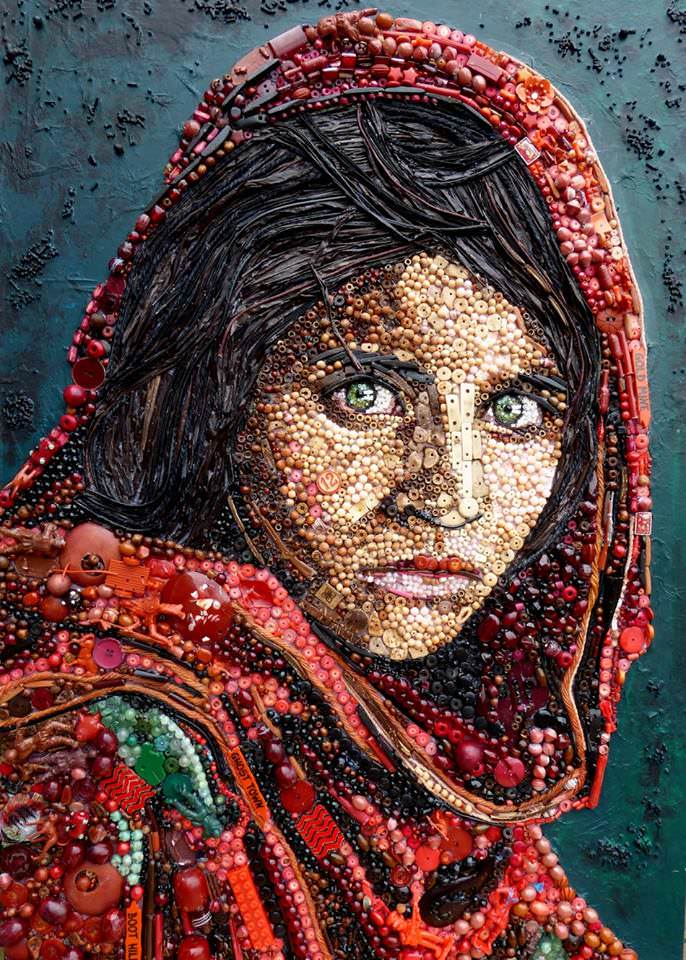 Afghan Girl button art