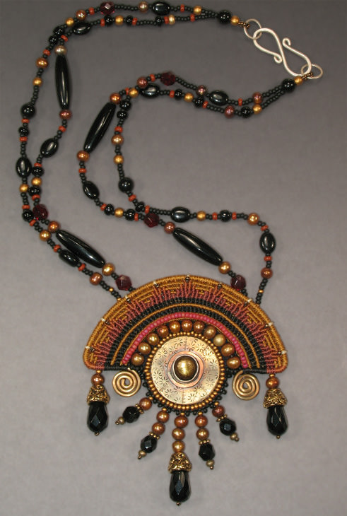 Aztec Sun Necklace in Autumn colors