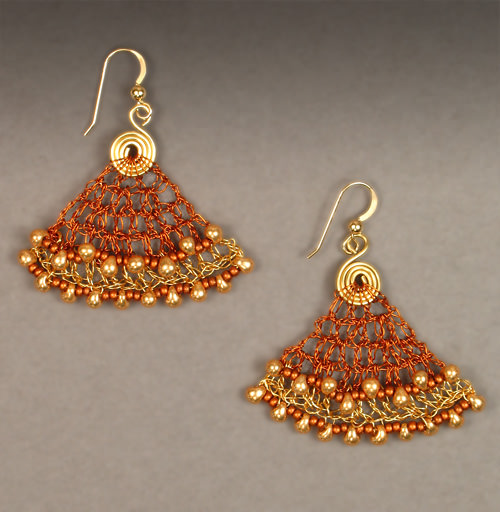 Crocheted Wire BellsBrown and Gold