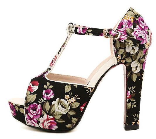 Floral Heels black 1