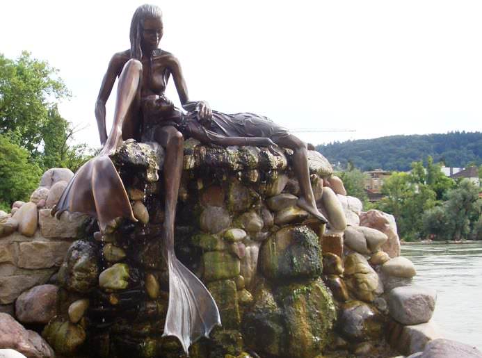 St. Anna Mermaid statue in Rheinfelden, Germany