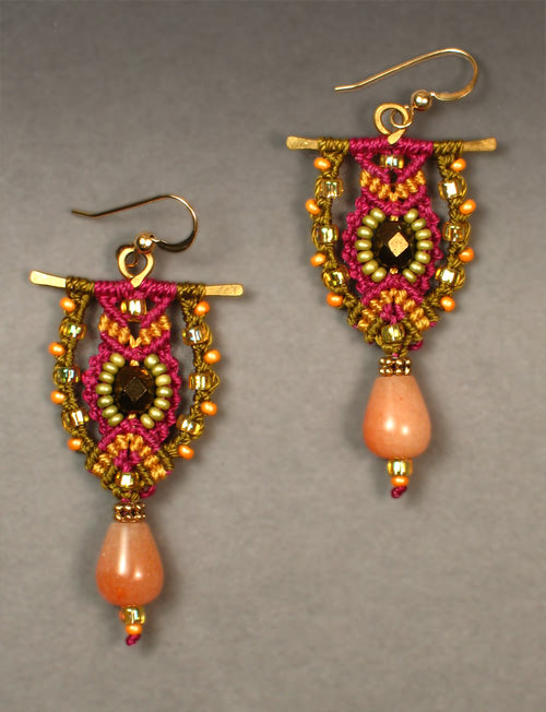 Tradewinds earrings in Plum, olive, and gold