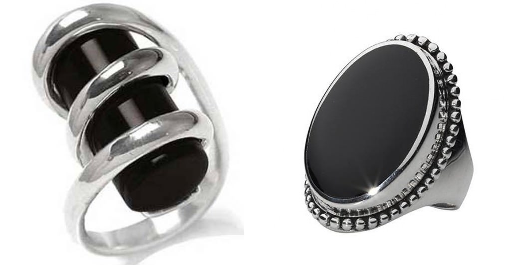 bohemian silevr ring with black stone 2