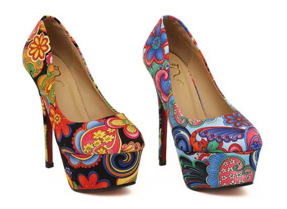 various colors floral heels 6