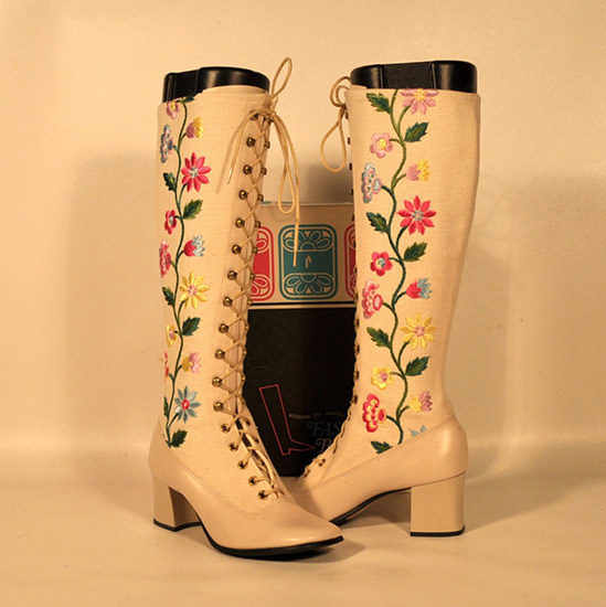 go go boots with flowers