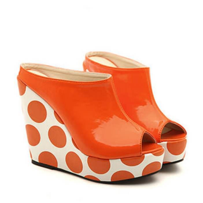 Wanelo orange polka dot shoes