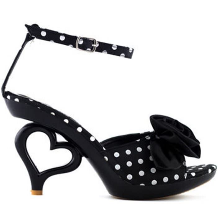 Polka Dots Heart Heel Sandals Shoes