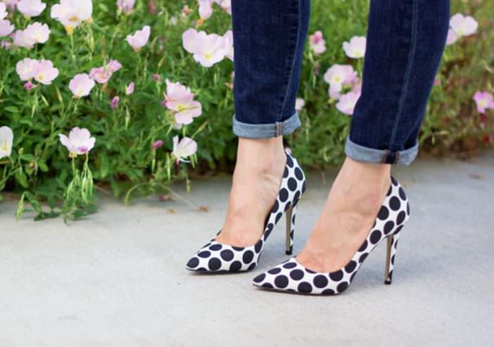 Polka dot shoes with jeans