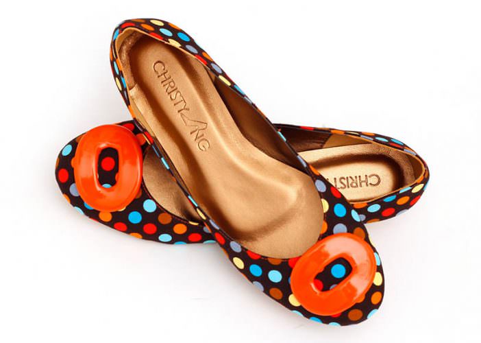 Retro polka dot ballerina flats