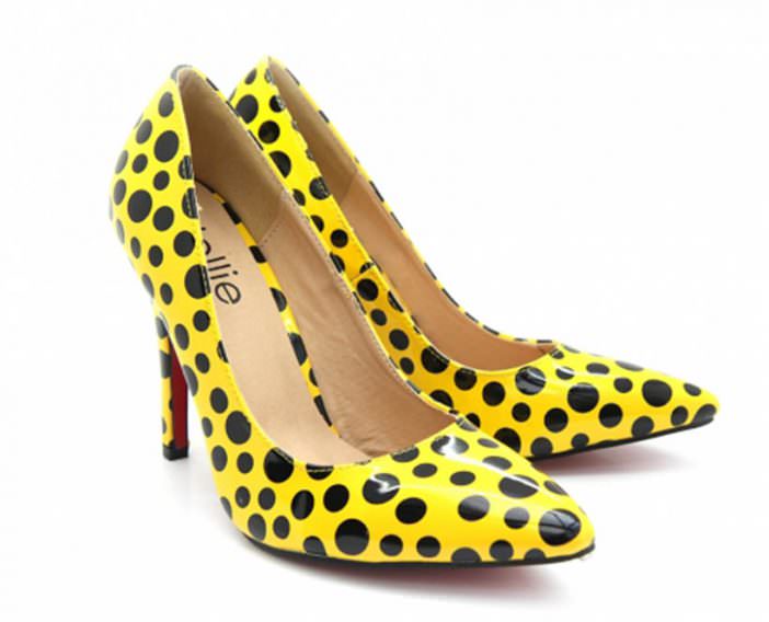 Yellow polka Dollie London dots courts